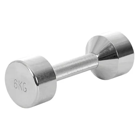 Chrome dumbbell massive, 6 kg, one piece