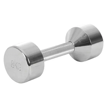 Chrome dumbbell massive, 8 kg, one piece
