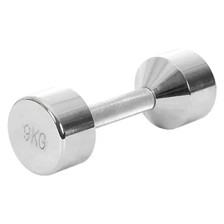 Chrome dumbbell massive, 9 kg, one piece