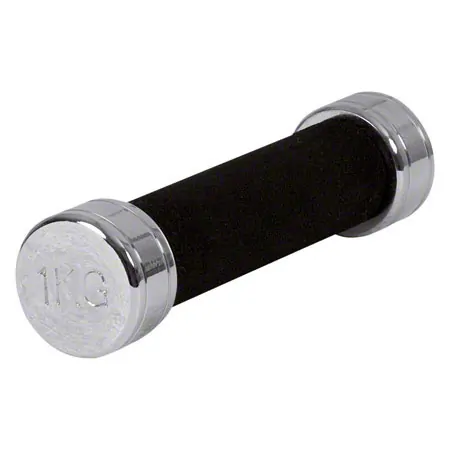 Chrome dumbbell w. foam rubber handle, 1 kg, piece