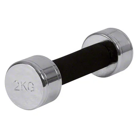 Chrome dumbbell w. foam rubber handle, 2 kg, piece