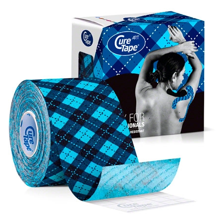 CureTape Art, 5 m x 5 cm, waterproof, tartan blue