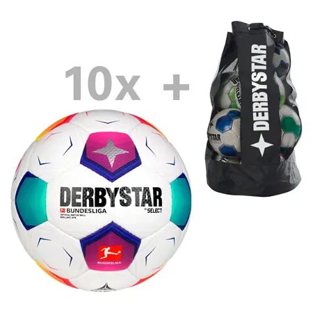 Derbystar soccer ball set, 10x Bundesliga Brillant APS v23, size 5, incl. ball bag