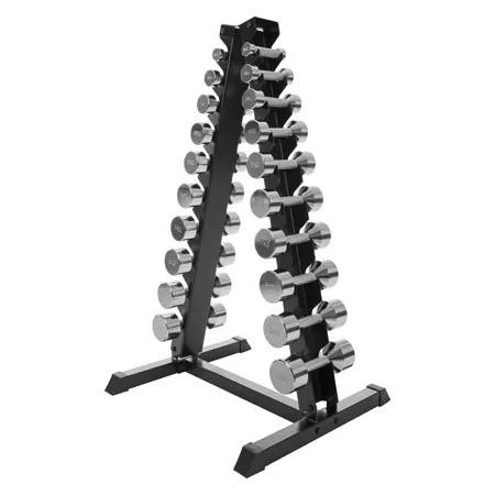 Dumbbell stand set with 10 pairs of chrome dumbbells, 1-10 kg, LxWxH 74x62x128 cm