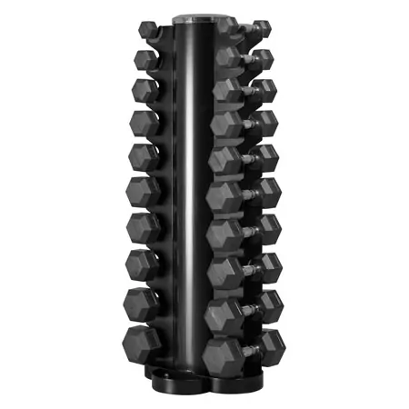 Dumbbell tower set with 10 pairs of hex dumbbells 1 10 kg LxWxH 51x51x123 cm