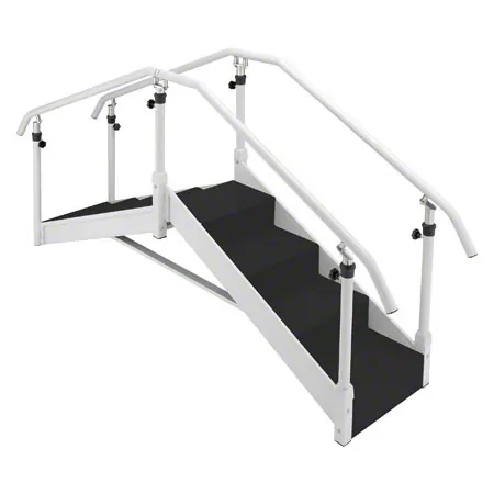 Exercise staircase with adjustable handrails, straight design