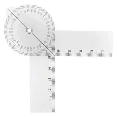 Finger protractor, leg length 8 cm, transparent