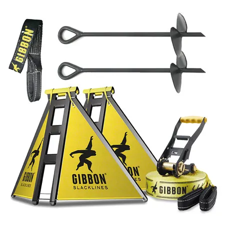 GIBBON Independence Kit Classic, Slackline-Garden-Set, 6-pcs