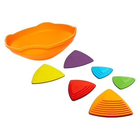 Gonge play top Mini Top, orange + river stones, 3x large + 3x small, set 7 pcs.