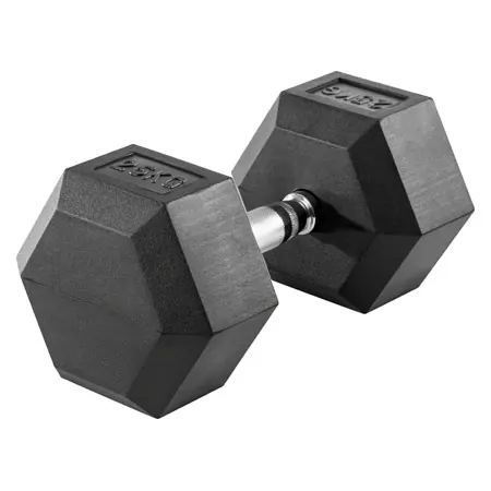 Hex rubber compact dumbbell, 25 kg, piece