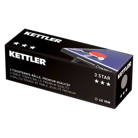 KETTLER table tennis balls 3 star,  40 mm, 3 pieces