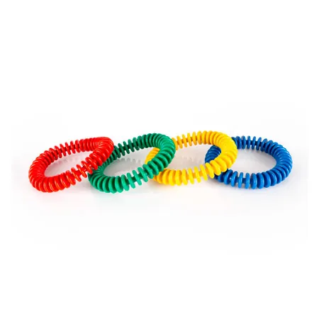 Lamellar ring made of PVC,  16 cm, Set of 4: once blue, green, red, yellow
