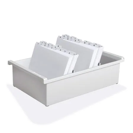 Large plastic index card tray set for up to 1300 cards (A5), 202-piece set, including 200 index cards and dividers