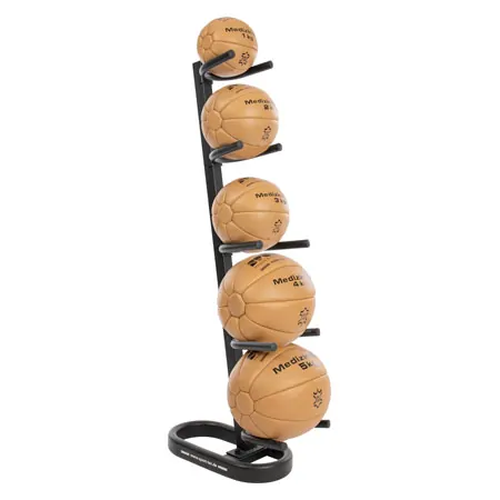 Leather medicine ball set 6 pcs, 1-5 kg incl. stand