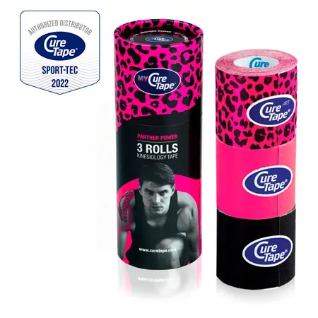 MyCureTape Panther Power 3 rolls  2,5 m x 5 cm, Art Leopard, black, pink