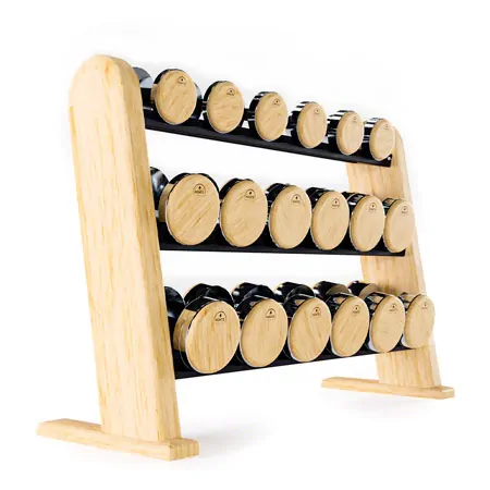 NOHRD DumbBells dumbbell set, 18 dumbbells 5 - 25 kg incl. rack, ash wood