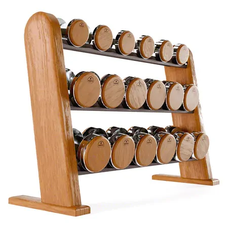 NOHRD DumbBells dumbbell set, 18 dumbbells 5 - 25 kg incl. rack, cherry