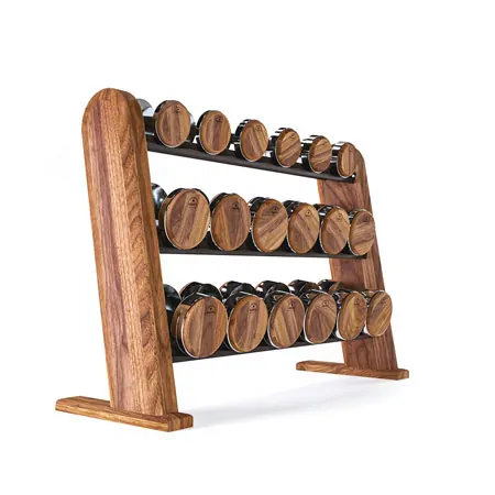 NOHRD DumbBells dumbbell set, 18 dumbbells 5 - 25 kg incl. rack, walnut