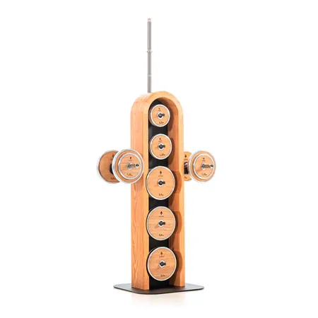NOHRD WeightPlate Tower 2x dumbbells, 1x barbell 20x weight plates, oak