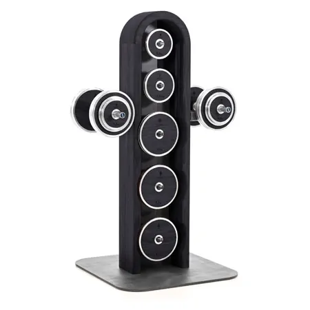 NOHrD WeightPlate Tower 2x dumbbells, 1x barbell 20x weight plates, Shadow