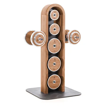 NOHrD WeightPlate Tower 2x dumbbells, 1x barbell 20x weight plates, ash