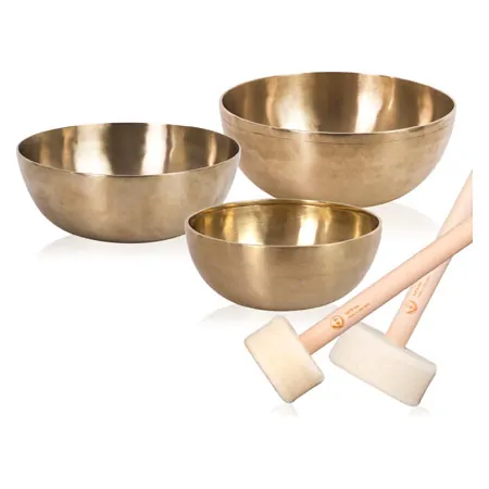 Peter Hess singing bowls-set large, 3 cups + 2 mallets