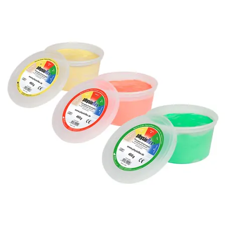Physioflex Therapy Clay, set: 450 g, each 1x soft, medium, strong