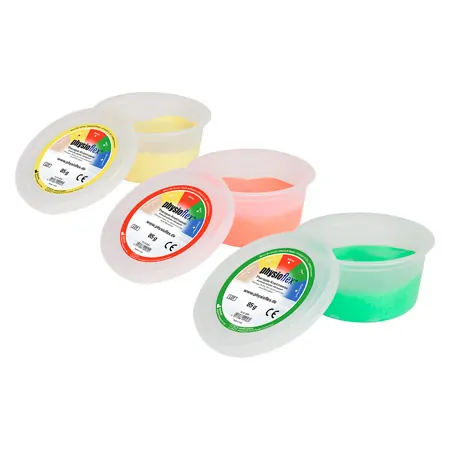 Physioflex therapy clay, set: 85 g, each 1x soft, medium, strong