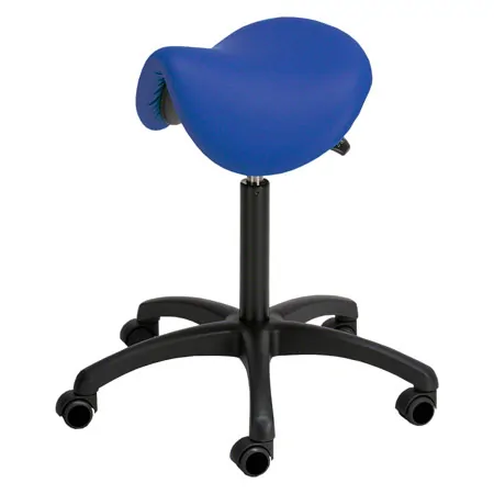 Saddle stool with cushion, standard with wheels