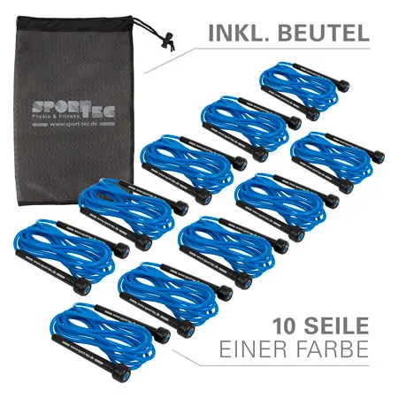 Skipping rope speed rope set, adjustable, 300 cm, 10 pieces, incl. storage bag