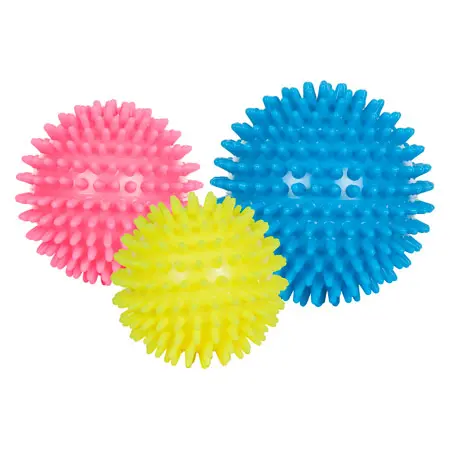 Spiky Massage Ball soft, Set of 3: 1x  8 cm,  9 cm,  10 cm