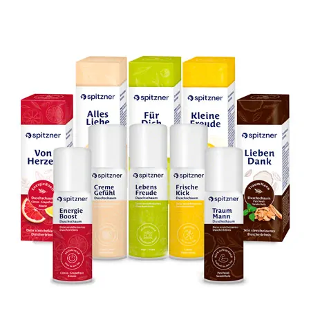Spitzner shower foam testing and gift set, 5 pieces
