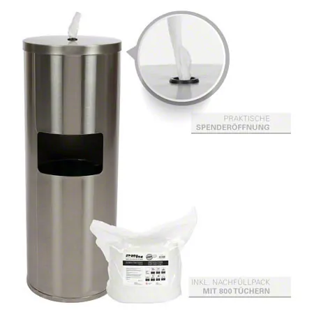 Sport-Tec disinfection wipes dispenser, stainless steel incl. 800 wipes