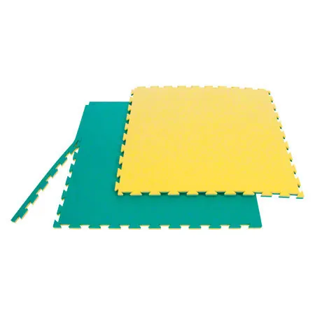 Sport mat Double Competition incl. outer pieces, LxWxH 100x100x2 cm, green / yellow