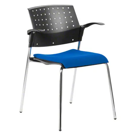 Stacking chair with cushion and armrest