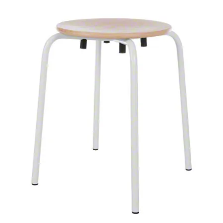 Standard gymnastics stool with wooden seat, � 35 cm, frame color white