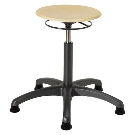 Standard swivel stool with wooden seat and glides