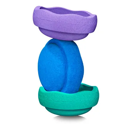 Stapelstein set original cool classic, 3 stacking stones, 1x purple, 1x green, 1x blue