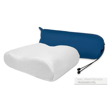 Viscoline travel pillow, anatomical shape incl. Bag, white, LxWxH 34x33x13 cm