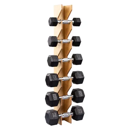 Wall mount set incl. Hex compact dumbbells, 1-6 kg, 6 pieces