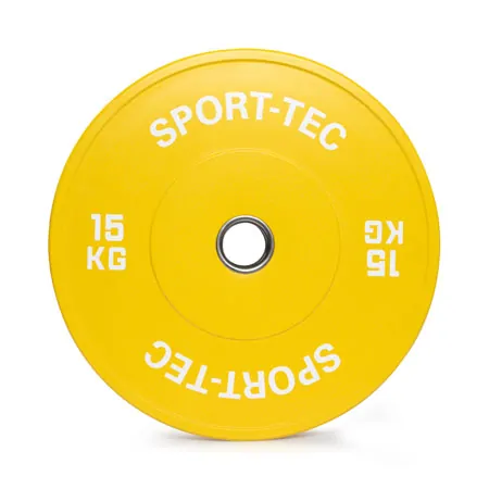 Weight plate Olympia Bumper Plate, 50 mm, 15 kg, yellow
