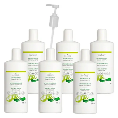 cosiMed massage lotion set 6x massage lotion ginkgo-lime 1 l, incl. dosing pump