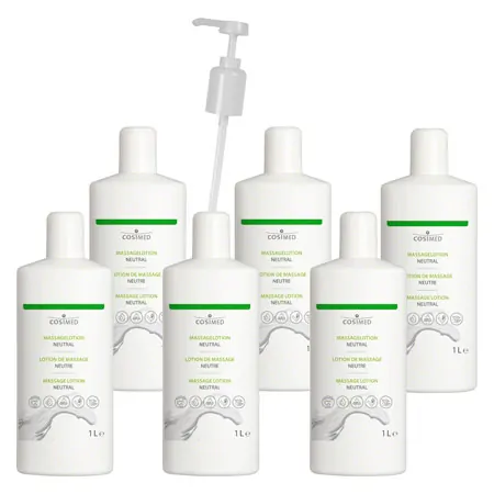 cosiMed massage lotion set 6x massage lotion neutral, 1 l, incl. dosing pump