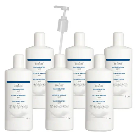 cosiMed massage lotion set 6x massage lotion soft, 1 l, incl. dosing pump