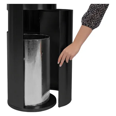 Sport-Tec disinfectant wipe dispenser, black stainless steel, incl. waste garbage can