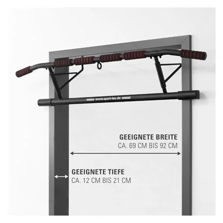 Sport-Tec door rack chin-up bar foldable, 117x28 cm, incl. 2 power ropes + 2 snap hooks