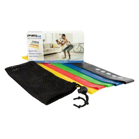 Sport-Tec latex fitness loops, set of 5, 30x5 cm, 5 strengths