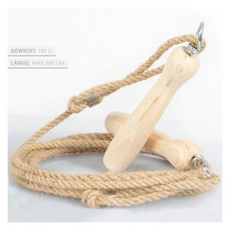 Skipping rope made of hemp with wooden handle 280 cm