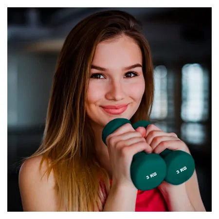 Dumbbell, 3 kg, green, one piece