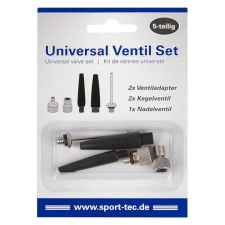 Universal valve set 5-piece, 1x needle valve, 2x cone valve, 2x valve adapter